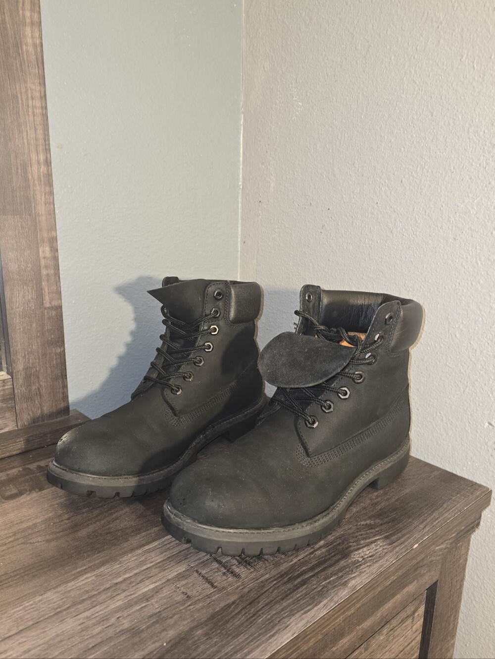 Timberland Black Lace-Up Leather Work Boots